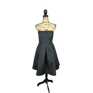 FRNCH black strapless mini dress metallic textured glam formal prom party